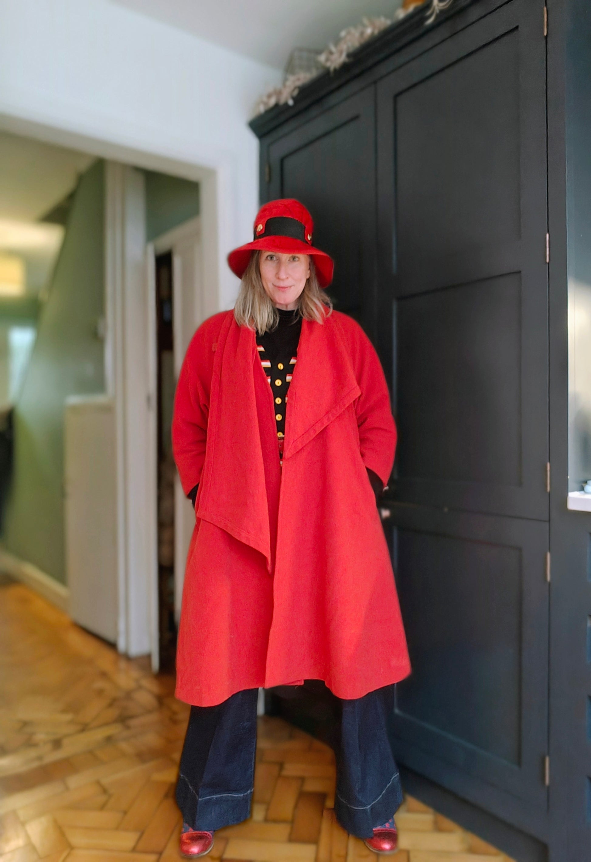 red vintage hat worn