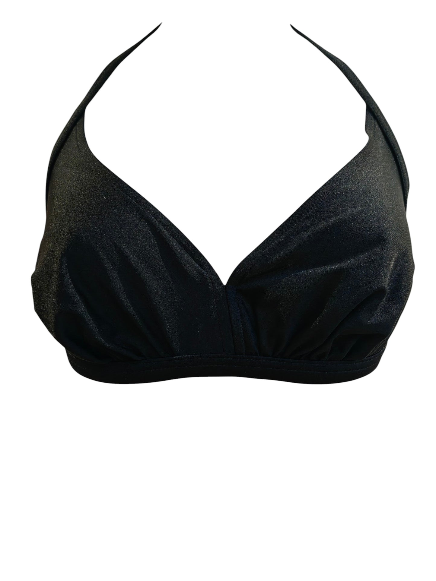Black bikini top on a white background