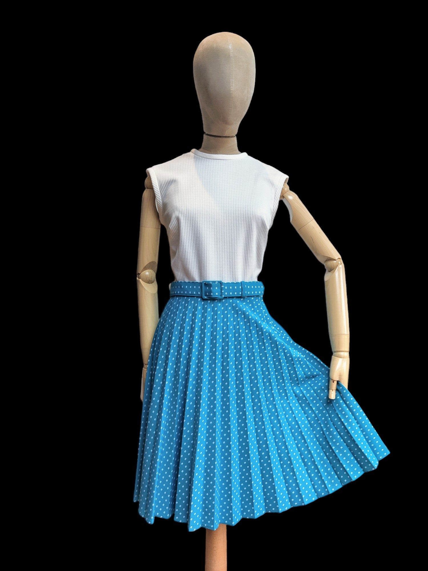 Blue pleated 60's dress