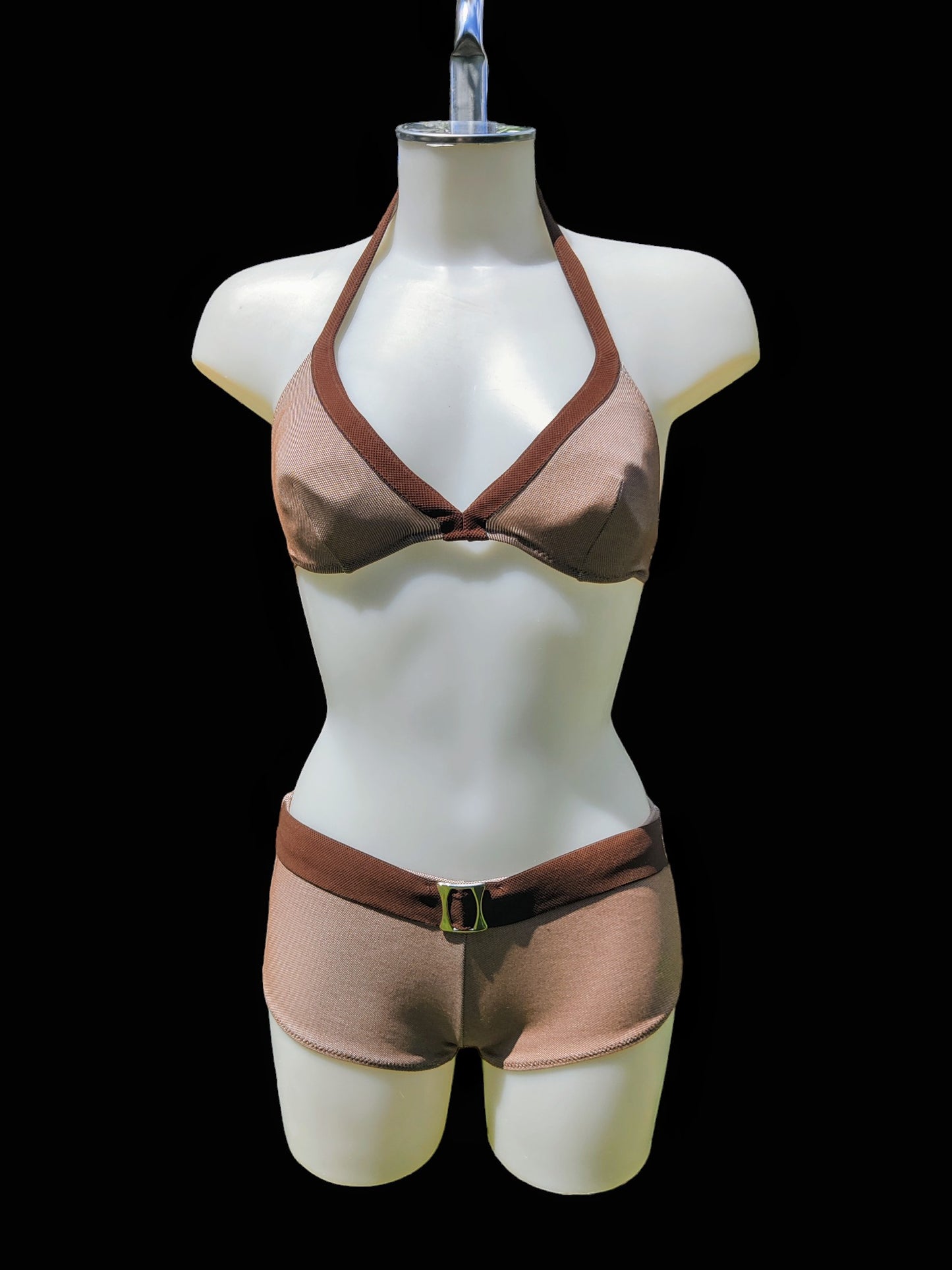 Amazing brown 70s bikini with shorts