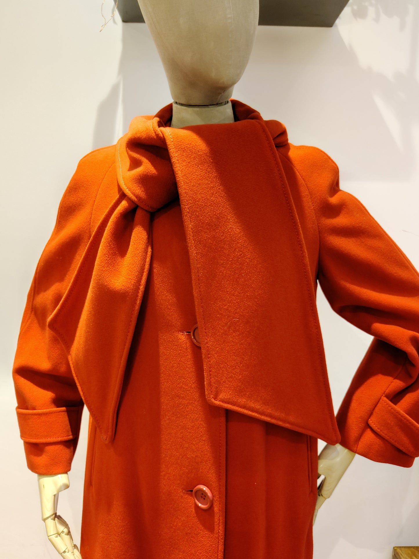 Bright red vintage new wool coat
