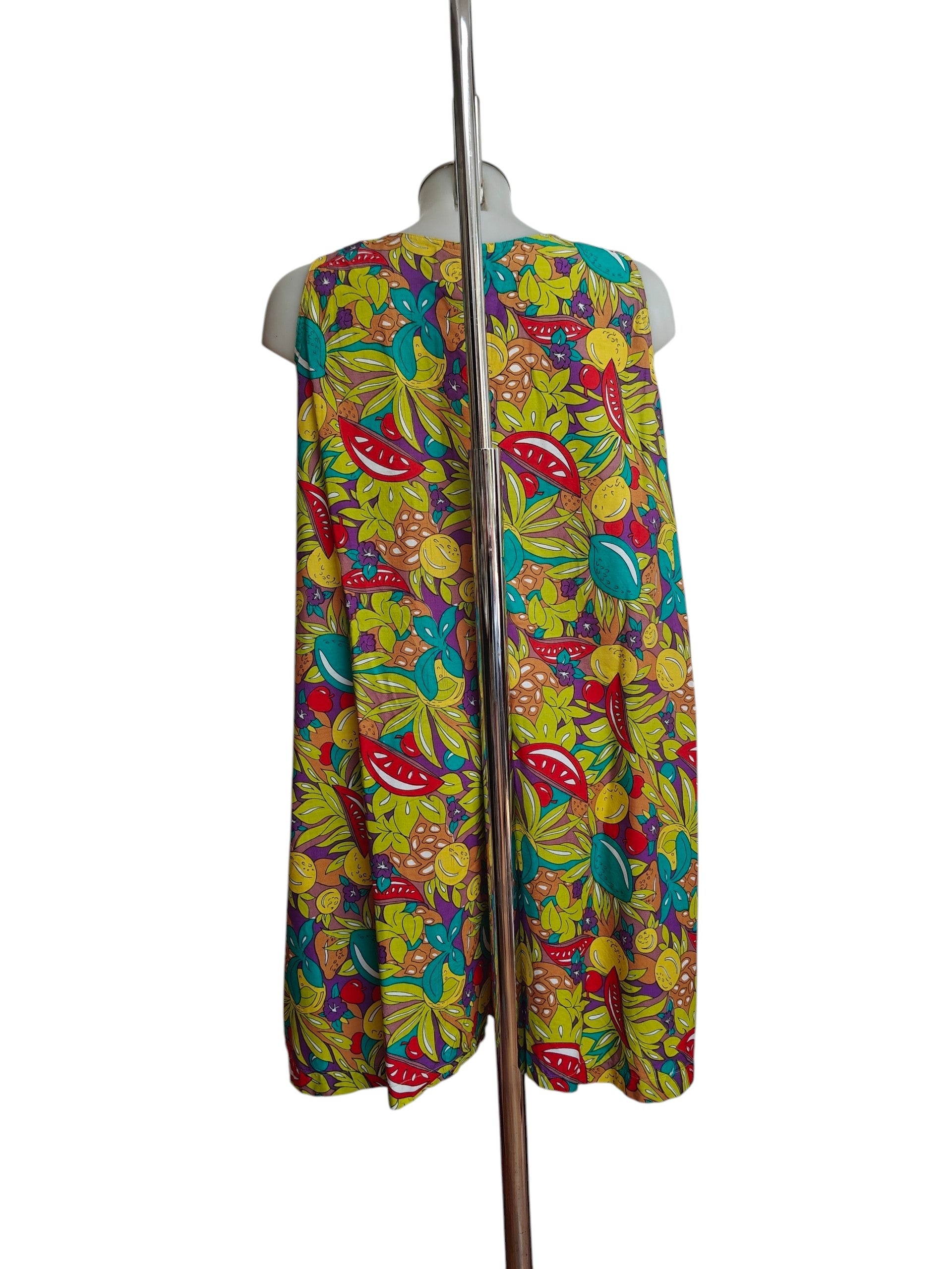 sleeveless 1980's fruit print playsuit