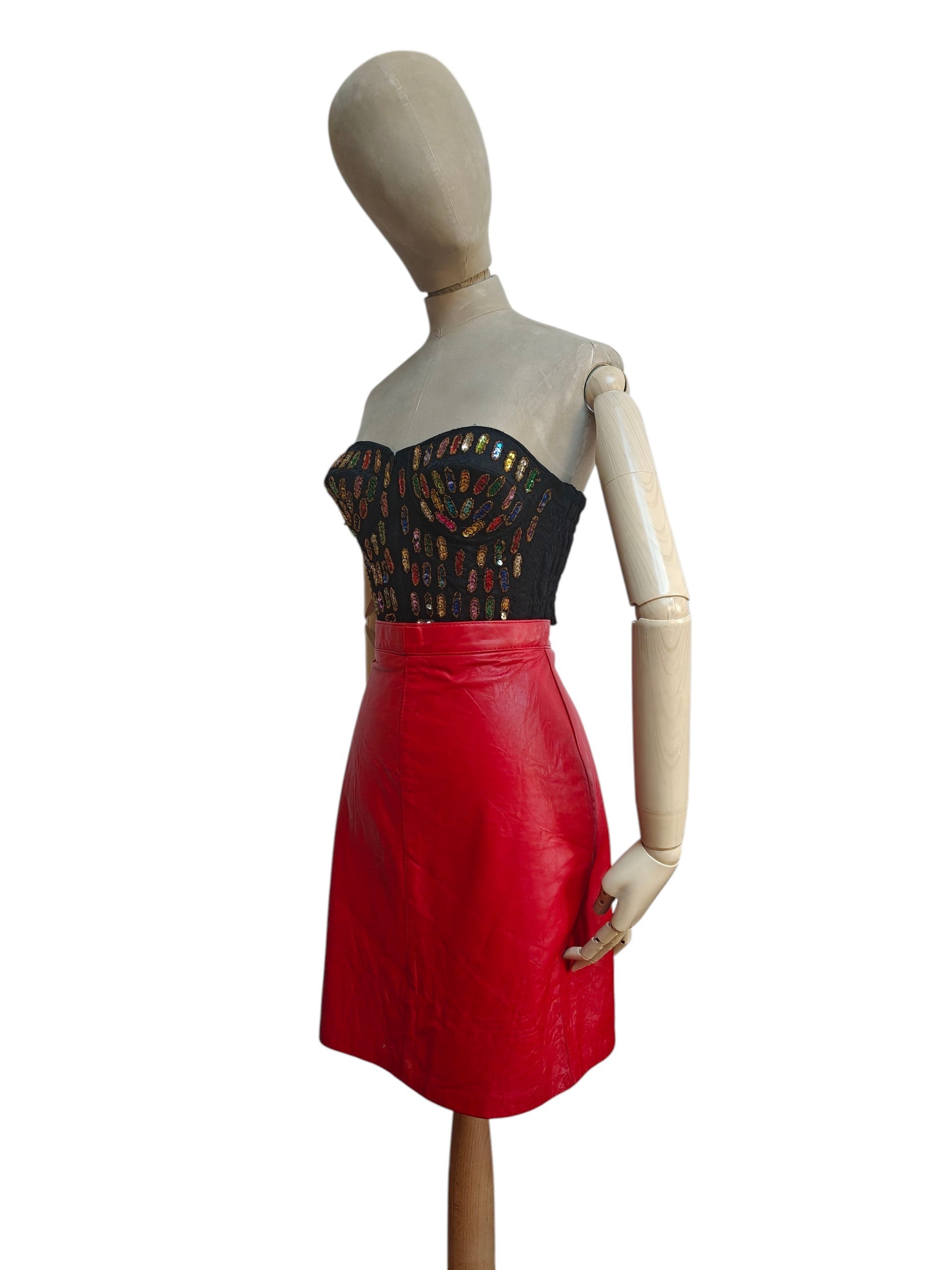 underwired corset with rainbow sequins