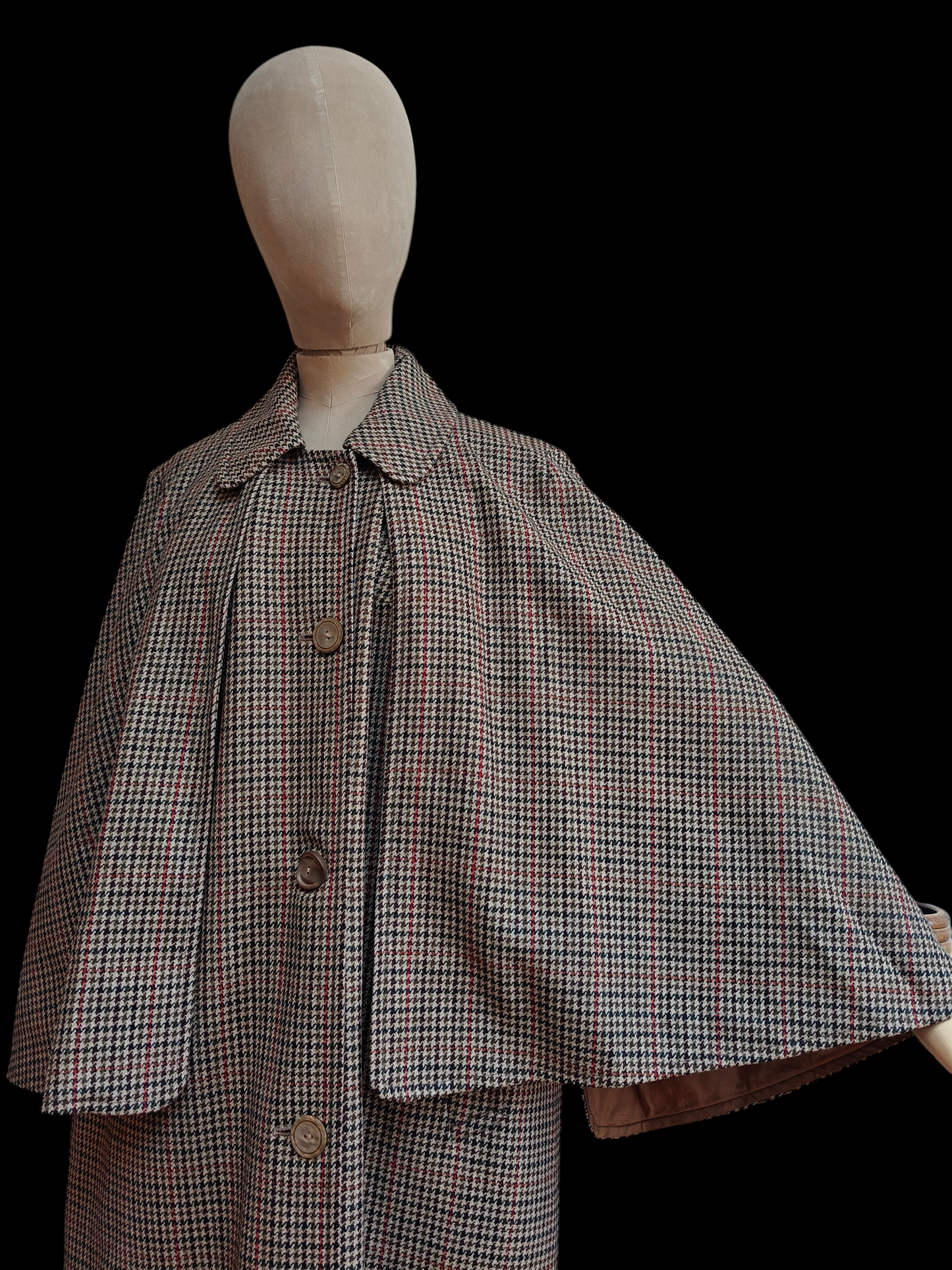 vintage dogtooth wool cape