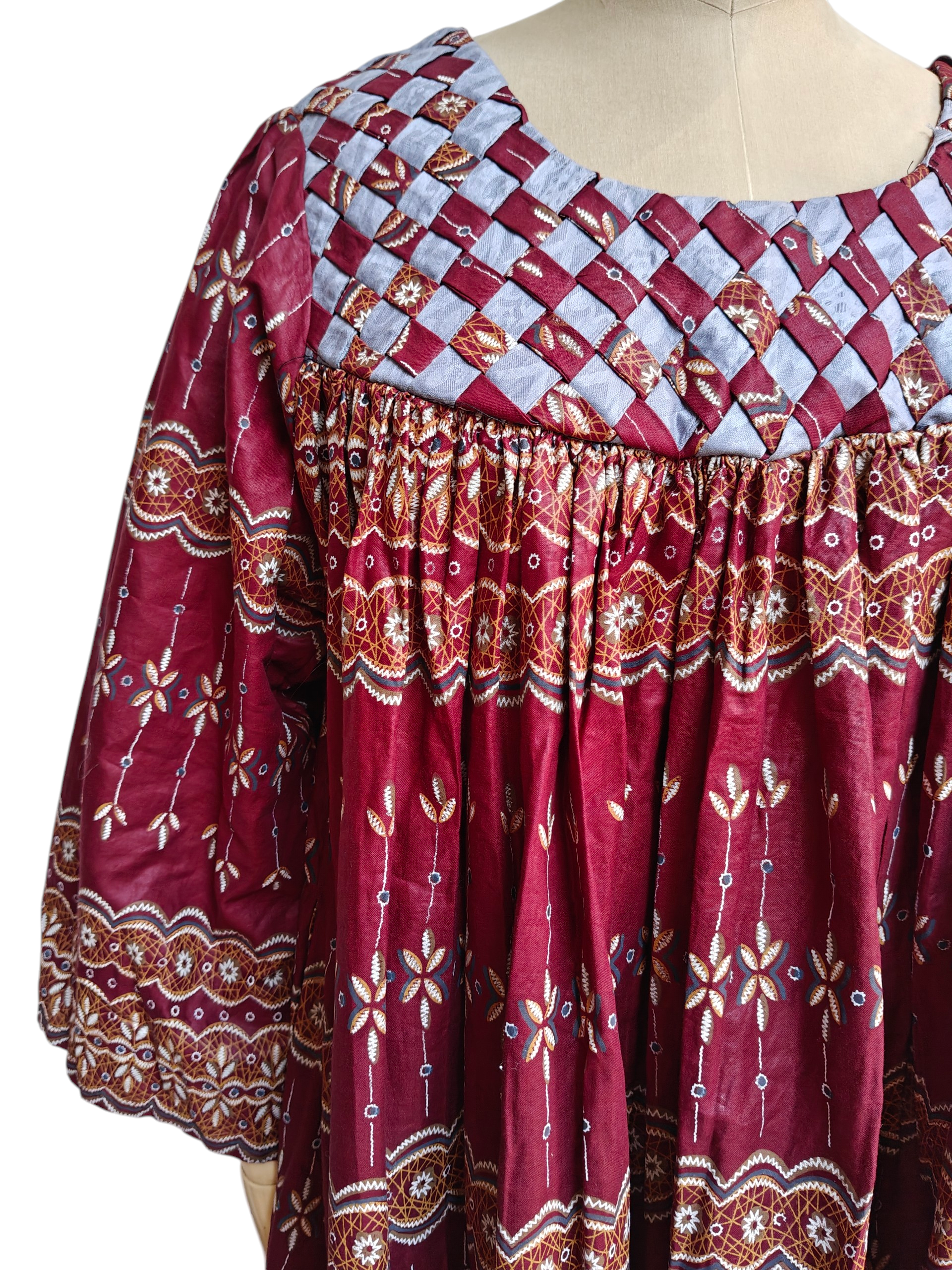 vintage plus size summer dress with woven bib