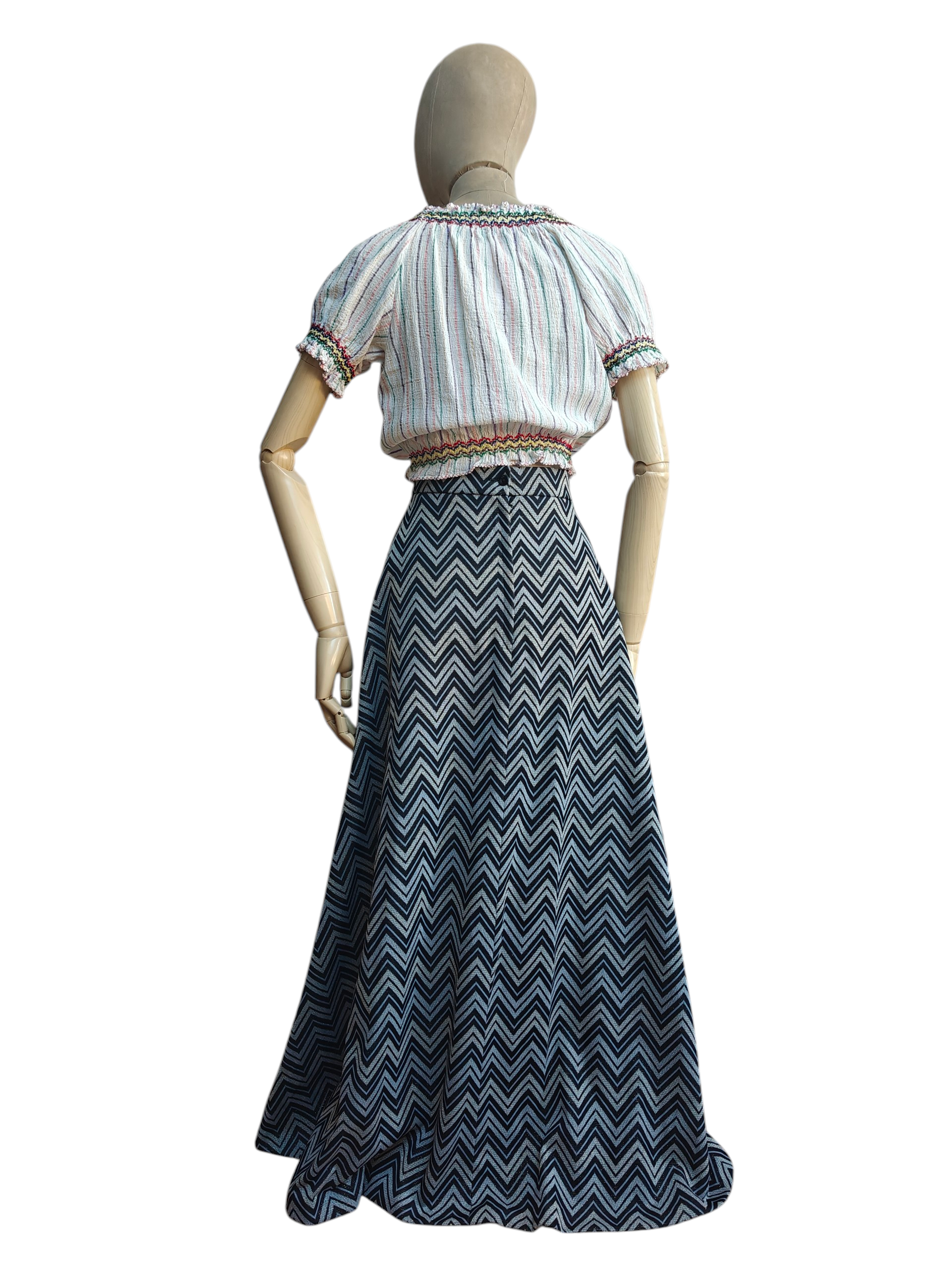 zig zag sparkly 70s maxi skirt