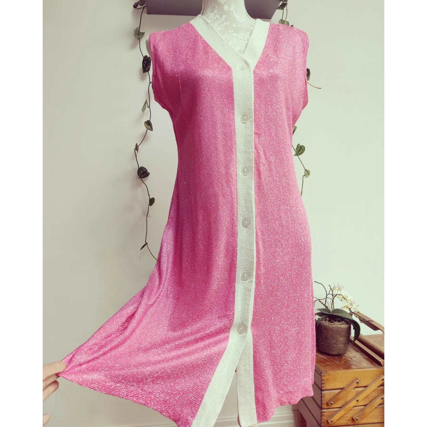 vintage pink dress for sale, size 12.