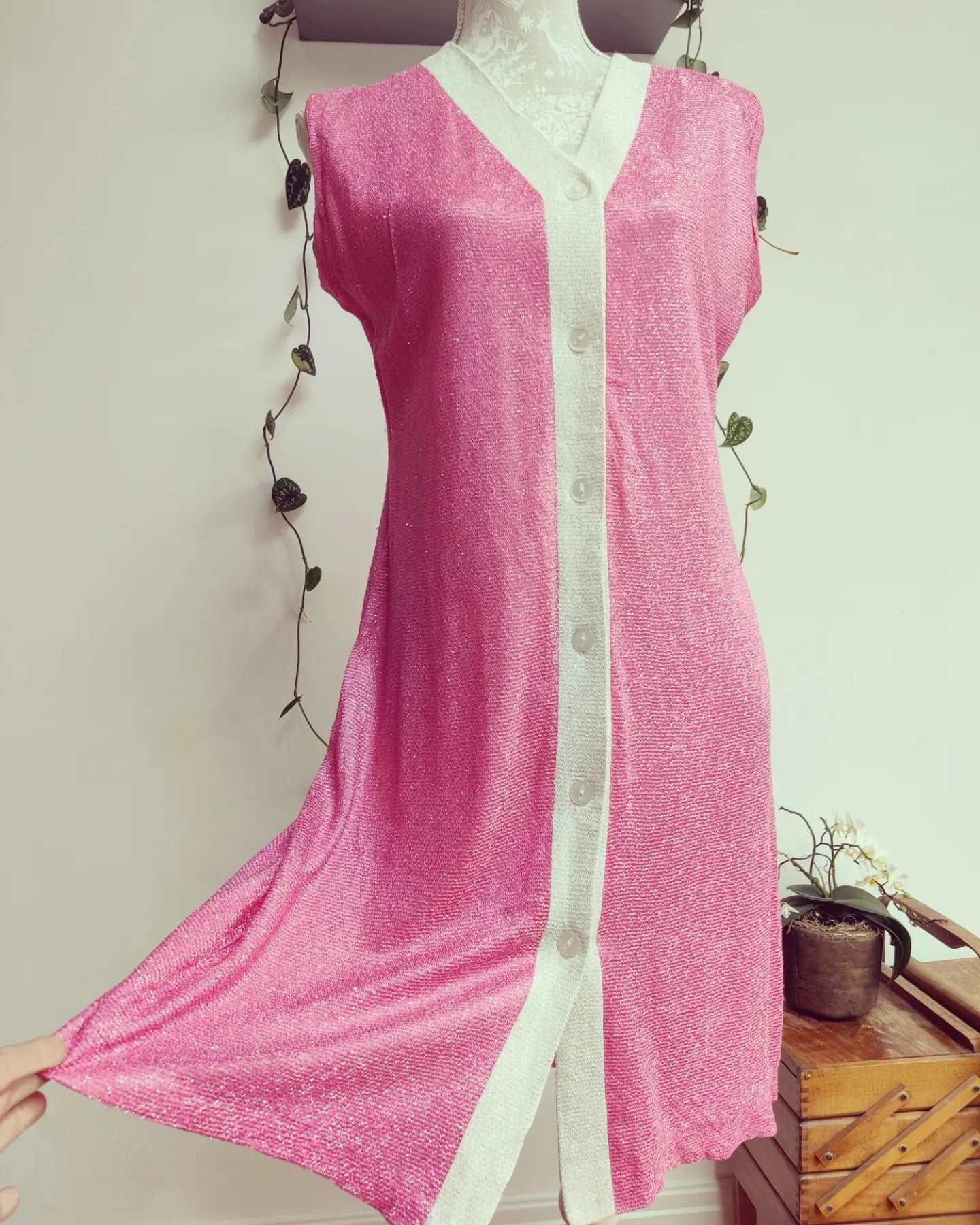 vintage pink dress for sale, size 12.