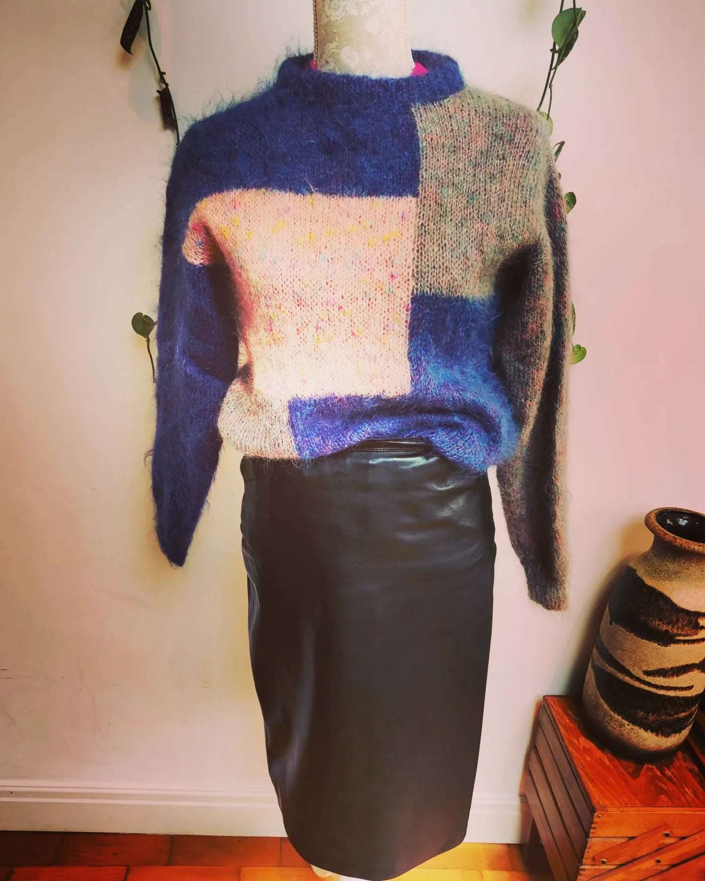 vintage pastel colour mohair jumper size 8-12