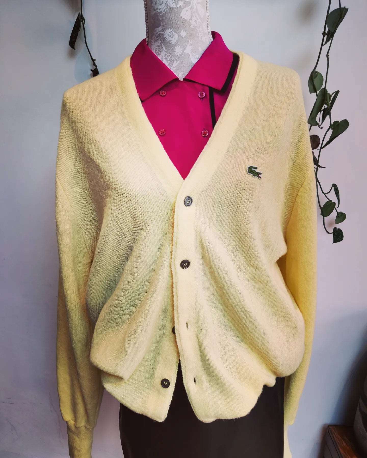 Yellow lacoste cardigan size 12 