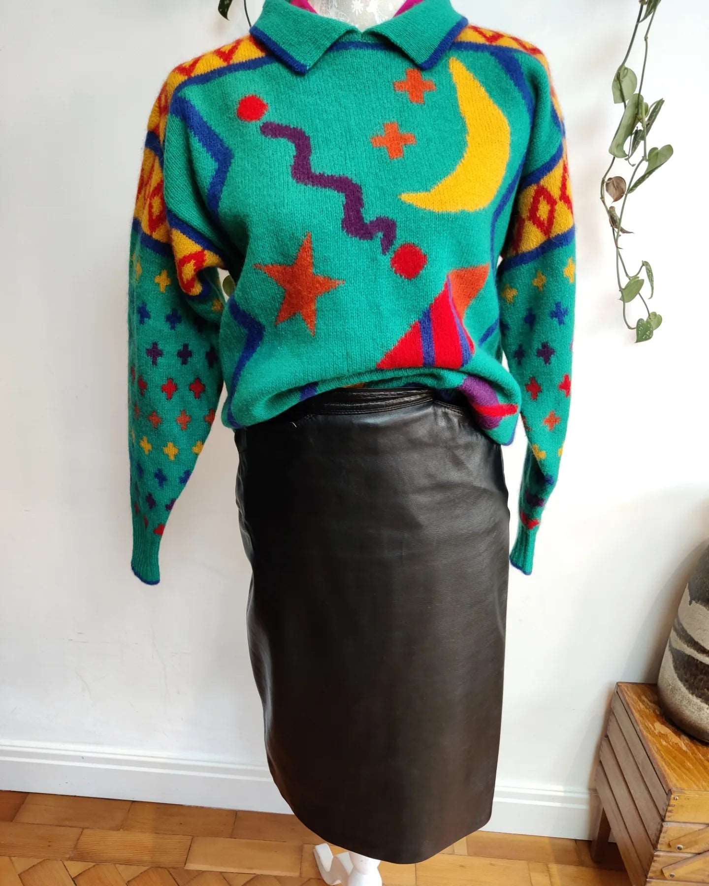 Fabulous vintage rainbow jumper. Looks good with trousers or skirts.
