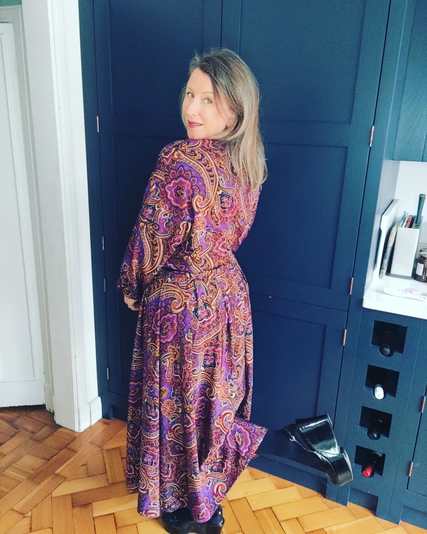 80s dress in paisley print