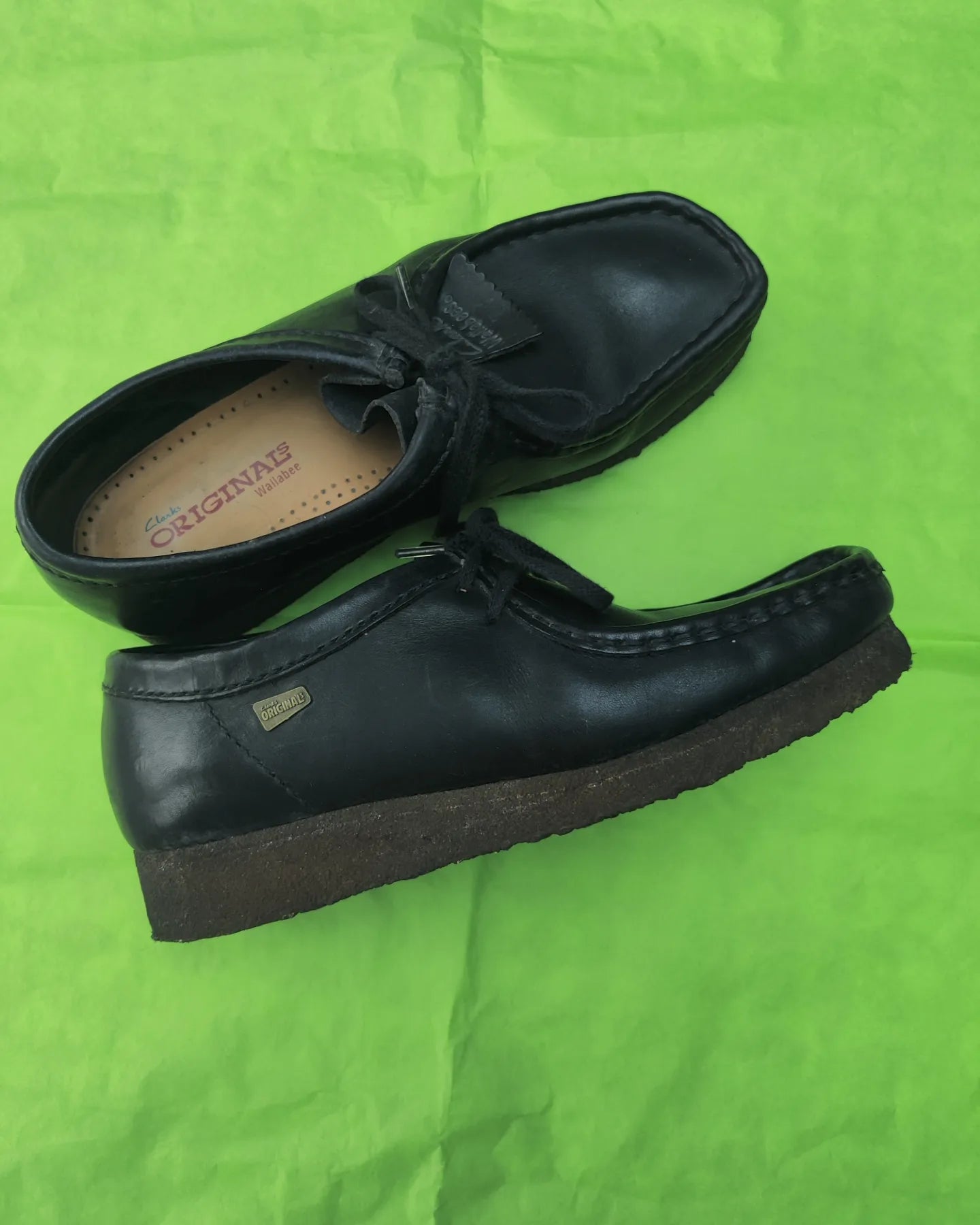 Black leather clarks originals