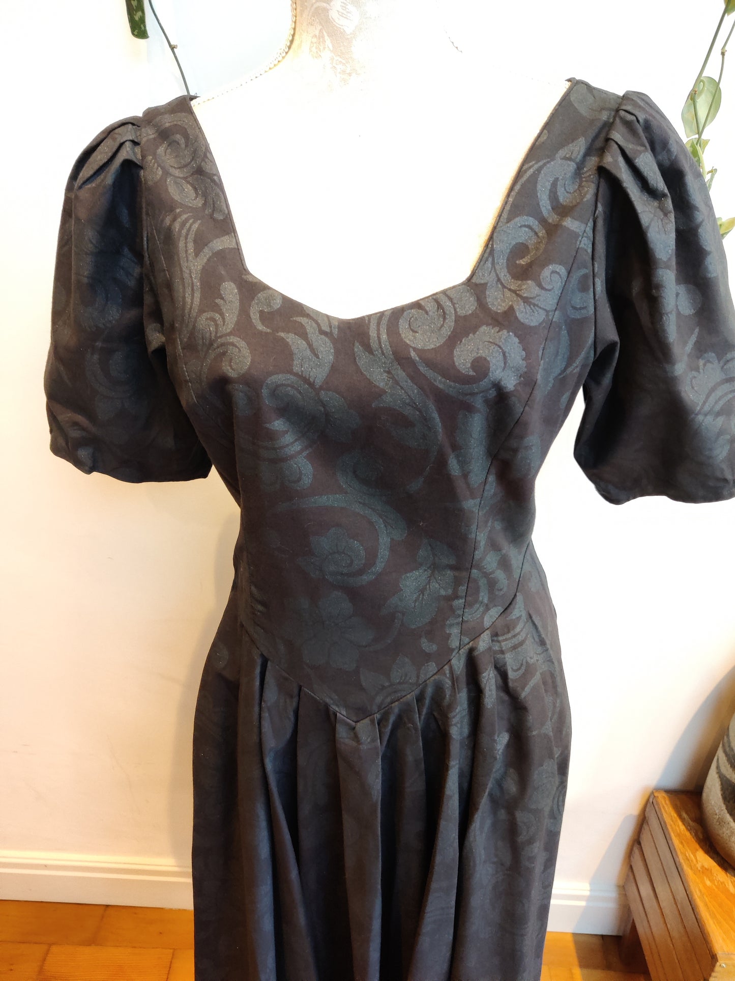 Black 80s Laura Ashley midi dress