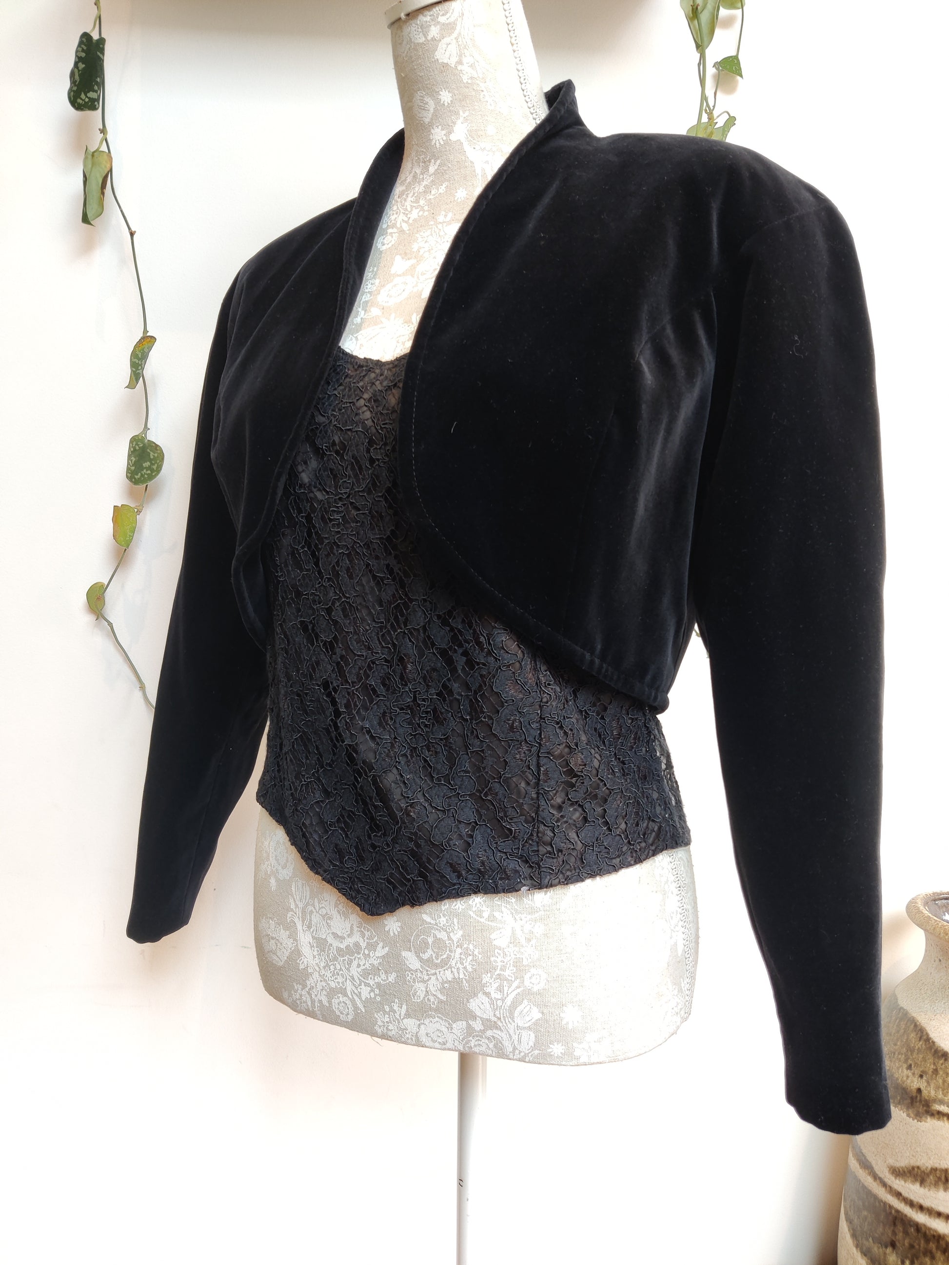 Vintage lace top and velvet jacket set