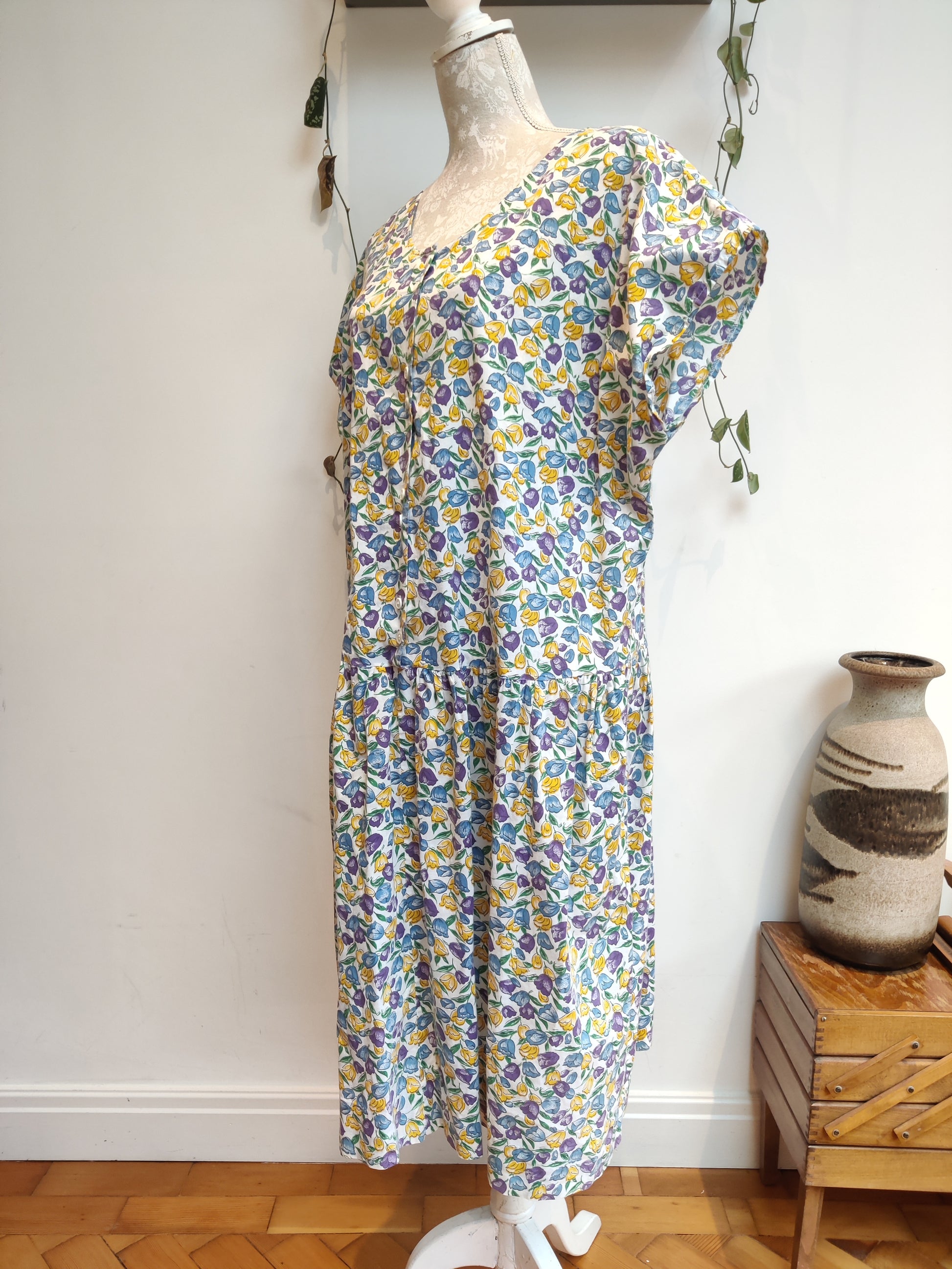80s plus size floral dress