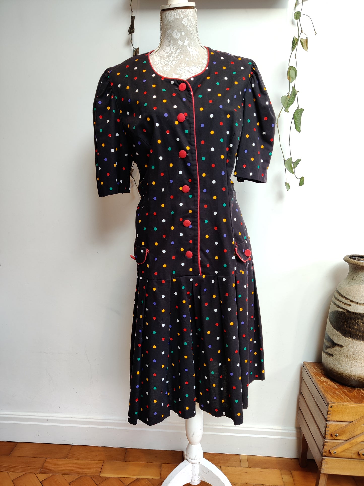 Rainbow spot 80s plus size jumpsuit